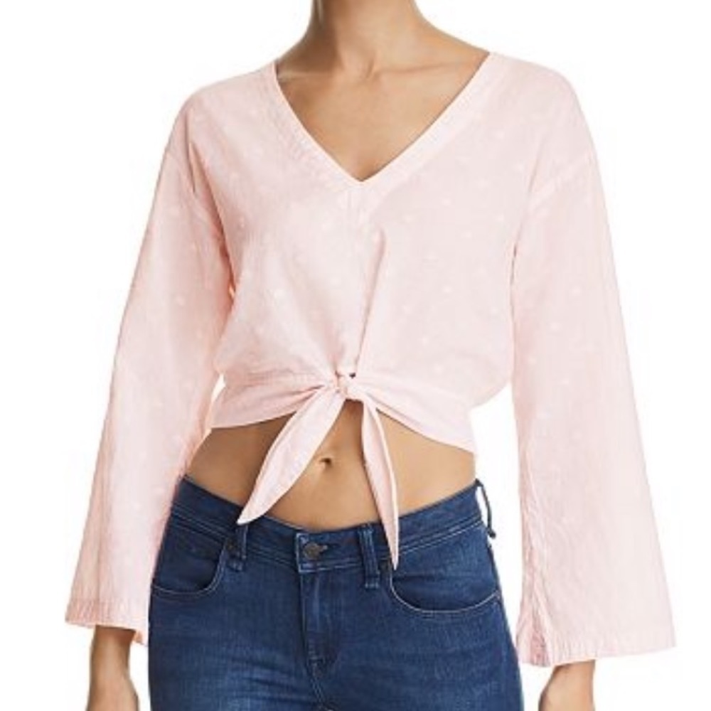 🌸 2/$25 NWT Pink Bella Dahl for Anthropologie Tie Front top blouse dots